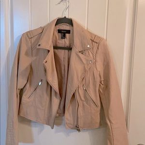 Pink faux leather crop jacket